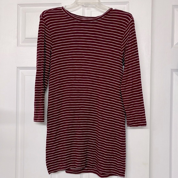 Old Navy Tops - Old Navy Burgundy White Striped Long Line Soft Tunic Top Sz XS
